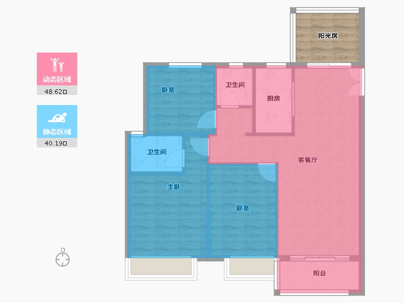 湖南省-株洲市-亿都九里云珑-87.27-户型库-动静分区