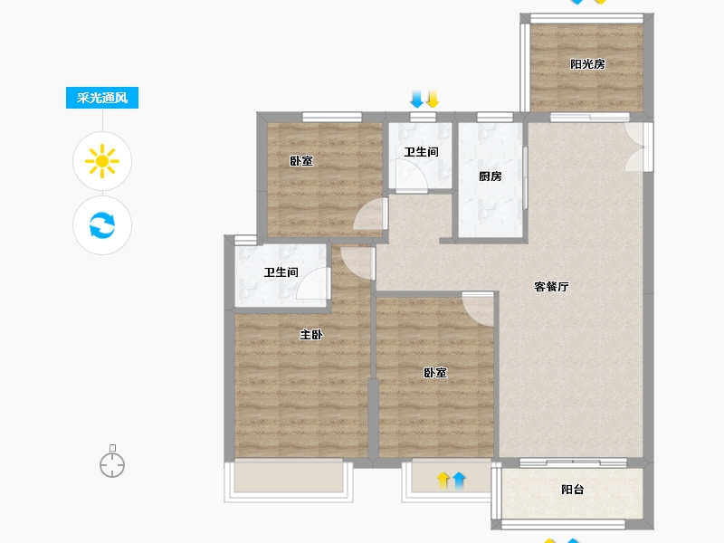 湖南省-株洲市-亿都九里云珑-87.27-户型库-采光通风