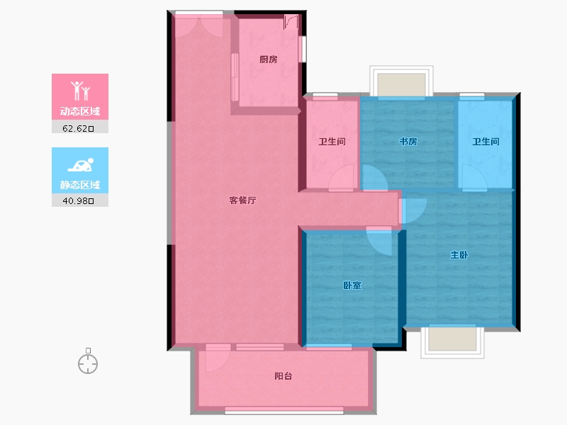 湖北省-黄冈市-铁投·书香林语-92.41-户型库-动静分区