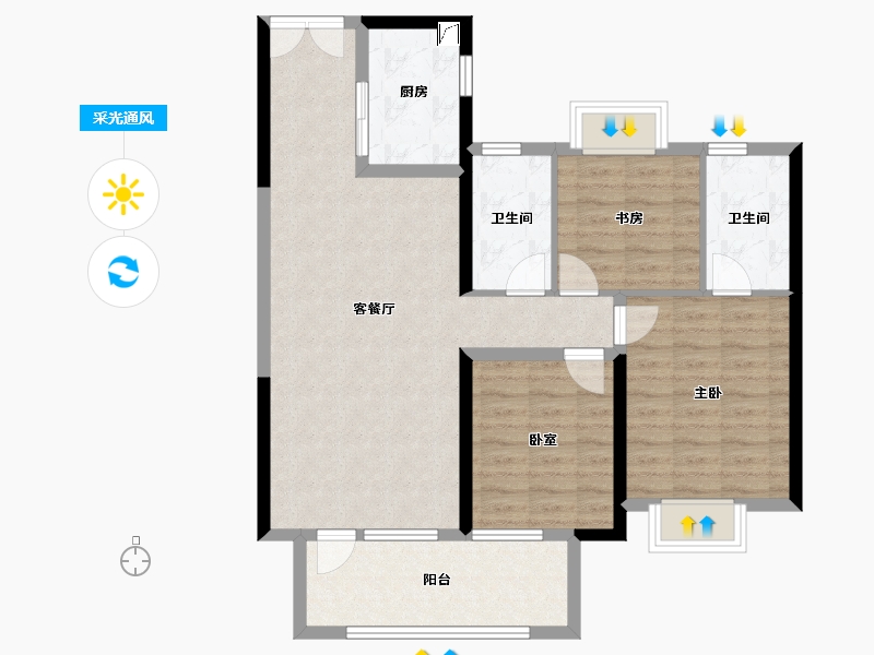 湖北省-黄冈市-铁投·书香林语-92.41-户型库-采光通风