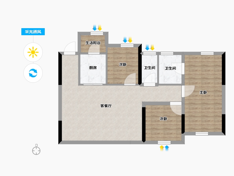 四川省-巴中市-云城书香美邸-79.07-户型库-采光通风