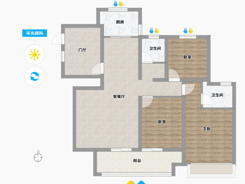 河南省-安阳市-万达广场天和-100.79-户型库-采光通风