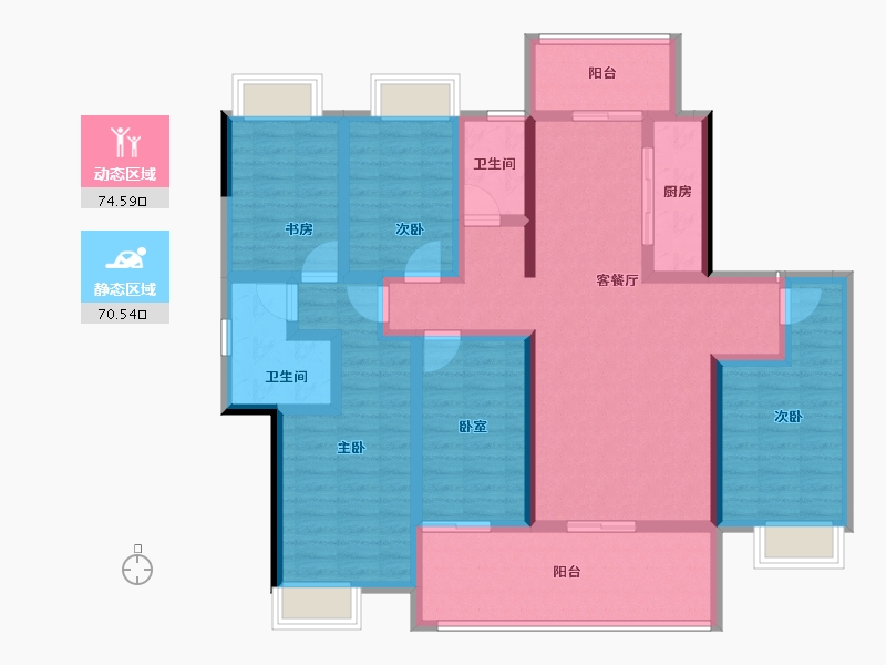 湖北省-黄冈市-皇家御府-128.00-户型库-动静分区