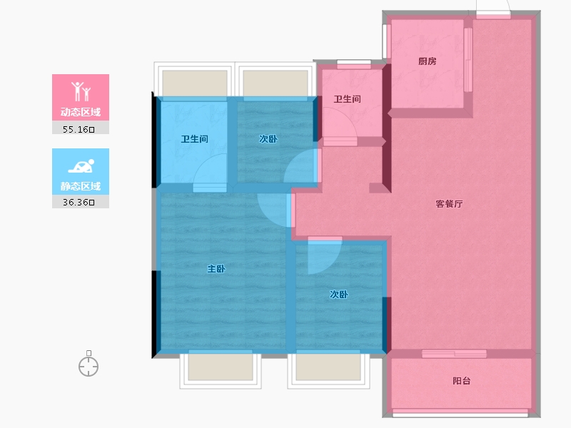 湖北省-黄冈市-武汉恒大国际旅游城-80.81-户型库-动静分区