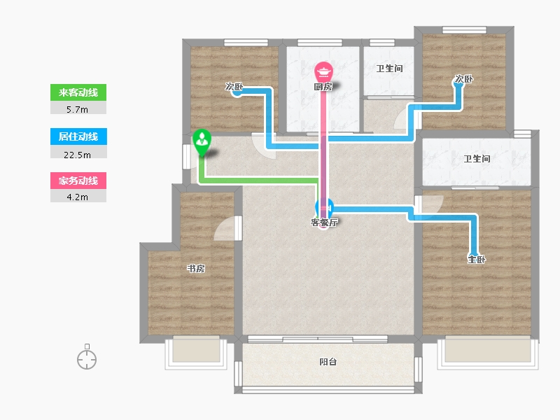 浙江省-湖州市-泊月洋房-120.00-户型库-动静线