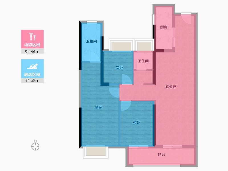 湖北省-鄂州市-花样年香门第-86.00-户型库-动静分区