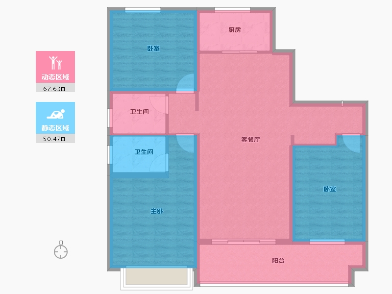 陕西省-渭南市-汇邦·开元府-106.20-户型库-动静分区