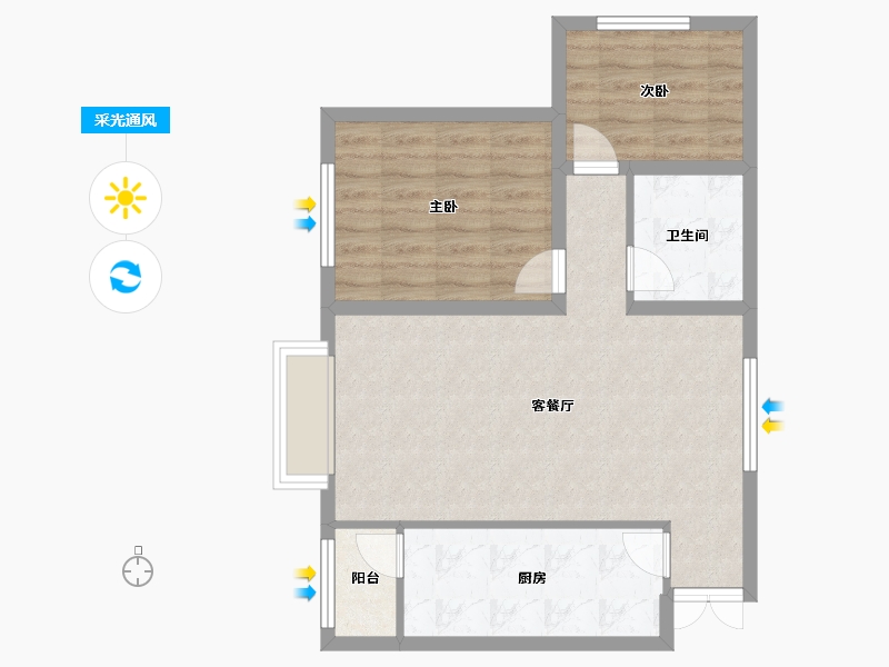 河北省-廊坊市-嘉都TIME-66.40-户型库-采光通风