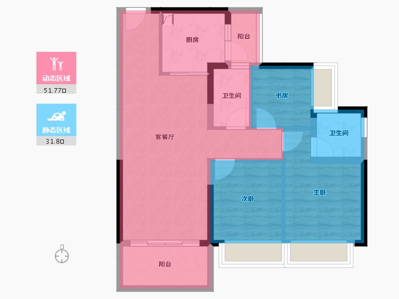 广东省-梅州市-大埔碧桂园珑悦-74.14-户型库-动静分区