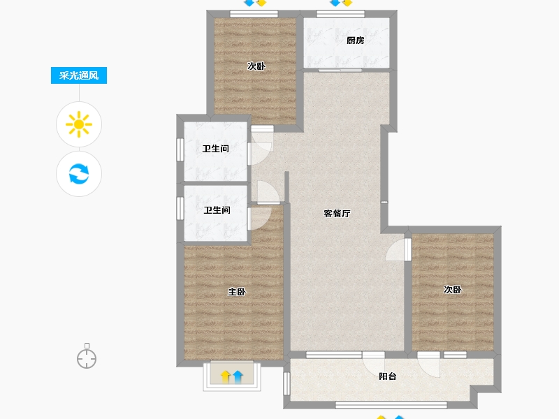 山东省-临沂市-书苑府邸-101.37-户型库-采光通风