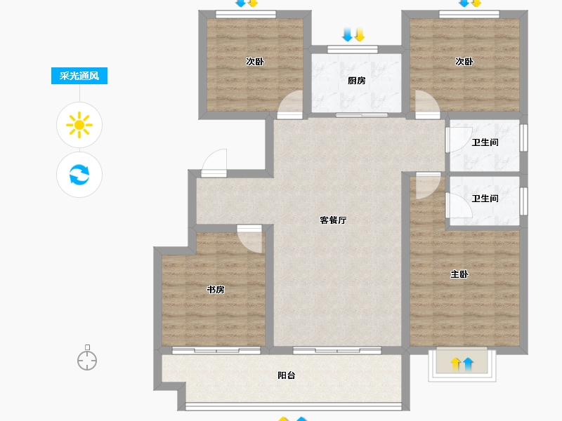 安徽省-安庆市-广源·城央壹品-103.12-户型库-采光通风