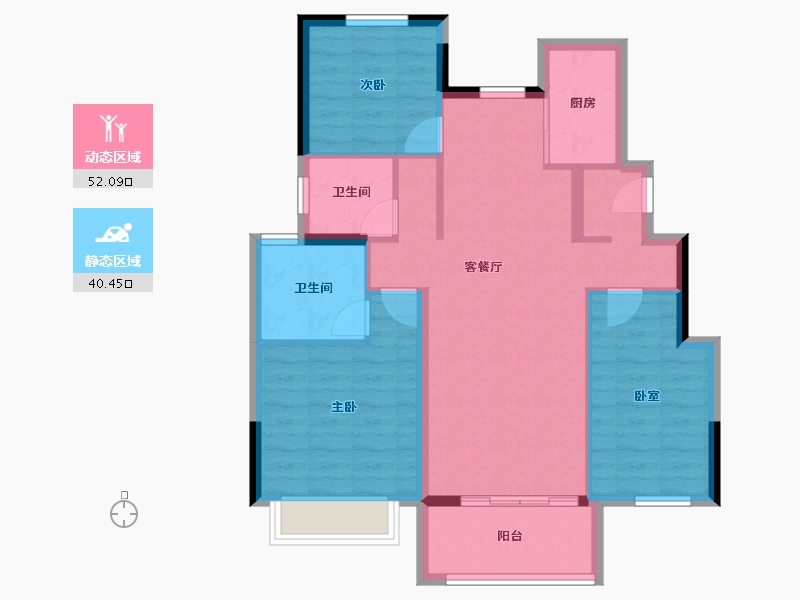 陕西省-渭南市-鑫苑·樾风华-83.00-户型库-动静分区