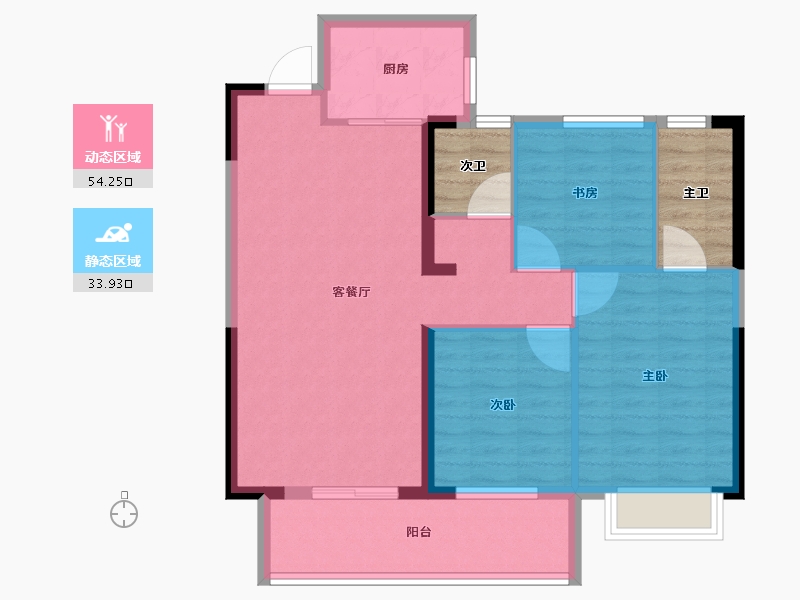 湖北省-宜昌市-金亚东湖书院-87.03-户型库-动静分区