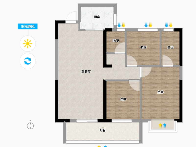 湖北省-宜昌市-金亚东湖书院-87.03-户型库-采光通风