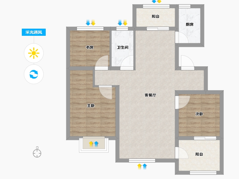 陕西省-宝鸡市-合力紫院-78.03-户型库-采光通风