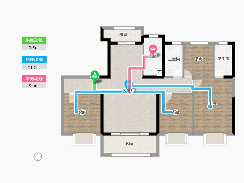 陕西省-宝鸡市-宝鸡碧桂园凤凰城-105.29-户型库-动静线