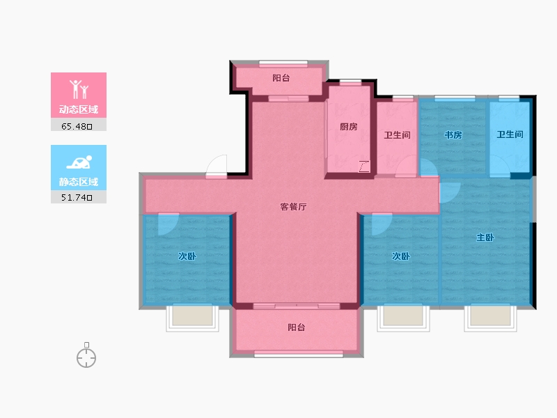 陕西省-宝鸡市-宝鸡碧桂园凤凰城-105.29-户型库-动静分区