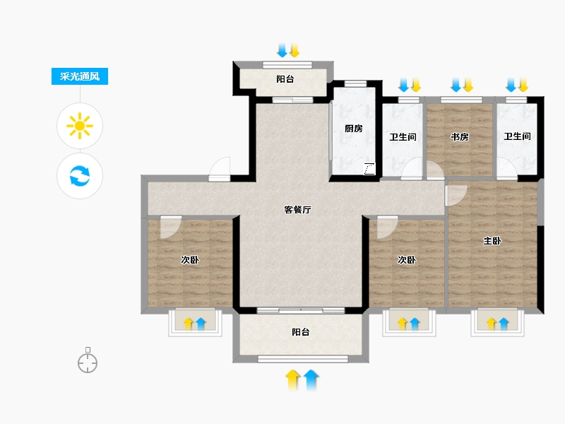 陕西省-宝鸡市-宝鸡碧桂园凤凰城-105.29-户型库-采光通风