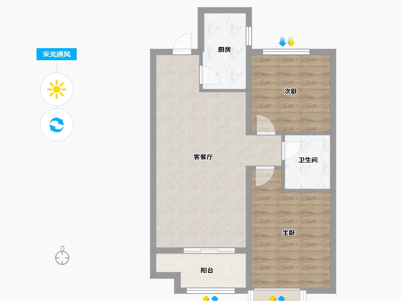 河北省-衡水市-泰达铂瑞府-69.60-户型库-采光通风