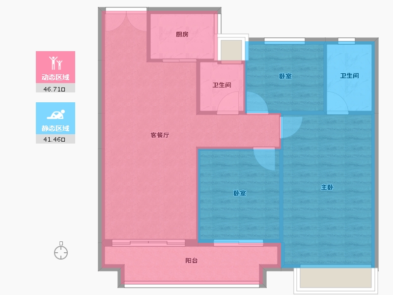 湖南省-株洲市-亿都九里云珑-80.42-户型库-动静分区