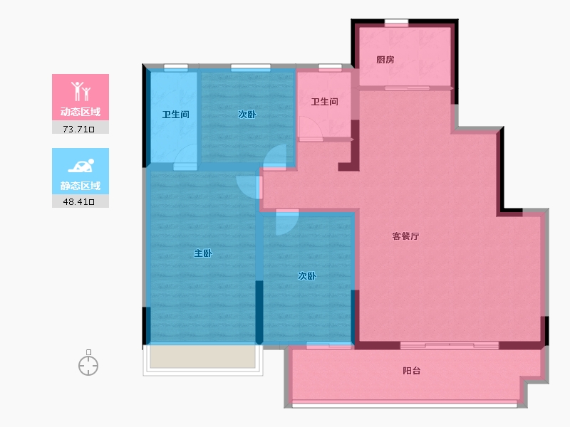 河南省-安阳市-滑县正商兰庭华府-110.16-户型库-动静分区