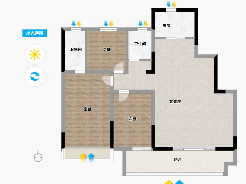 河南省-安阳市-滑县正商兰庭华府-110.16-户型库-采光通风