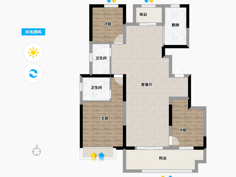 河南省-安阳市-滑县正商兰庭华府-100.16-户型库-采光通风