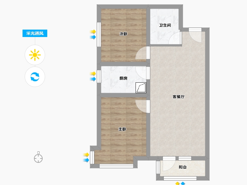 河北省-廊坊市-嘉都TIME-56.42-户型库-采光通风