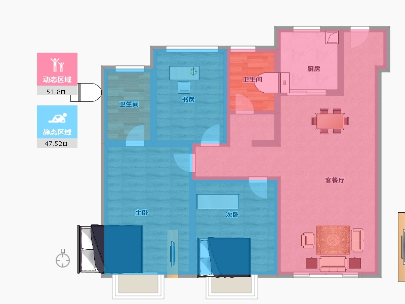 江苏省-淮安市-新城睿园-88.16-户型库-动静分区