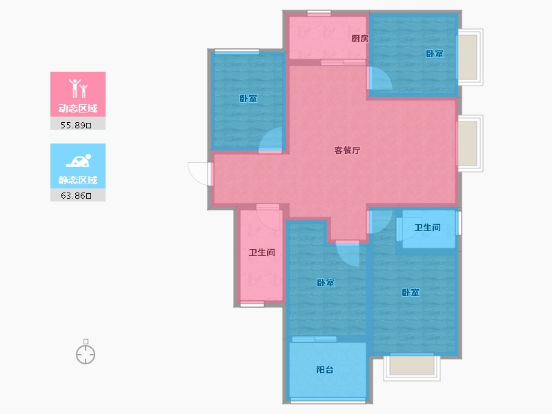 河南省-鹤壁市-诚城玫瑰园-106.41-户型库-动静分区