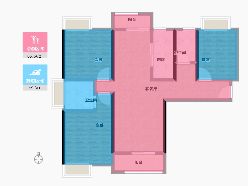 湖北省-黄冈市-皇家御府-101.60-户型库-动静分区