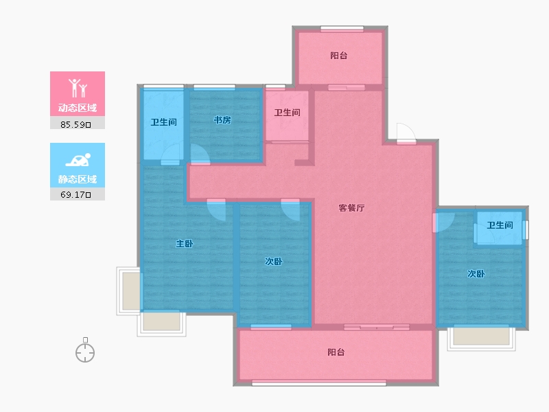 陕西省-宝鸡市-华厦中央公园-138.43-户型库-动静分区