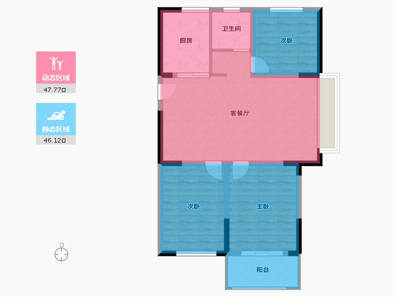 江苏省-淮安市-成贤府-84.87-户型库-动静分区