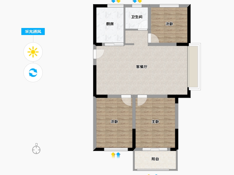 江苏省-淮安市-成贤府-84.87-户型库-采光通风