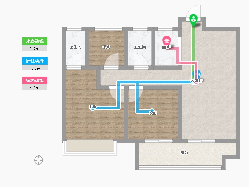 湖北省-黄冈市-鸿路橘子洲-90.40-户型库-动静线