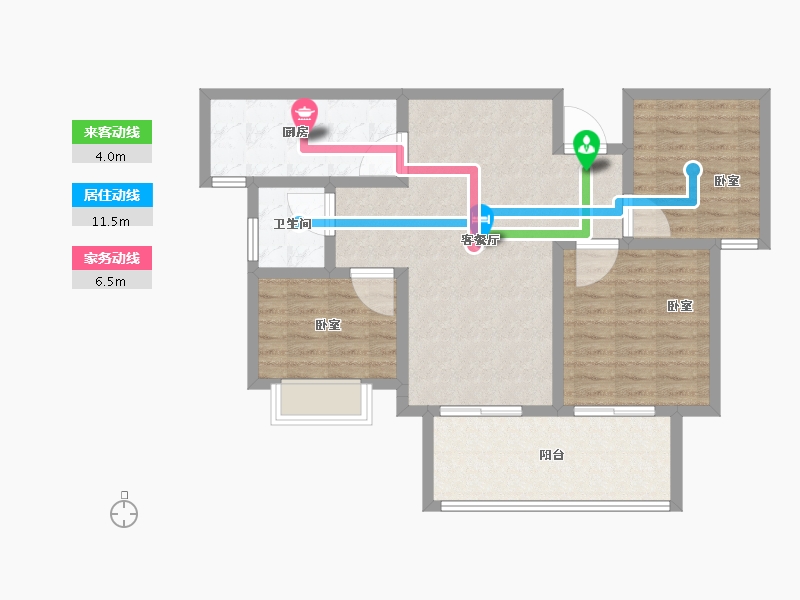 湖北省-黄冈市-鸿路橘子洲-85.61-户型库-动静线