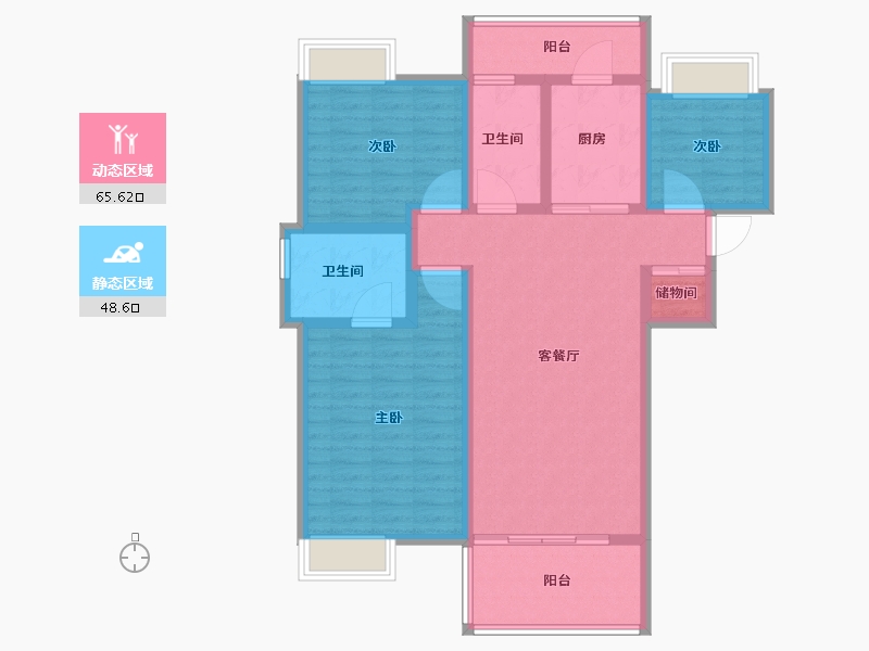 湖北省-黄冈市-皇家御府-101.61-户型库-动静分区