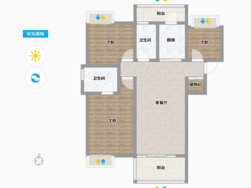 湖北省-黄冈市-皇家御府-101.61-户型库-采光通风