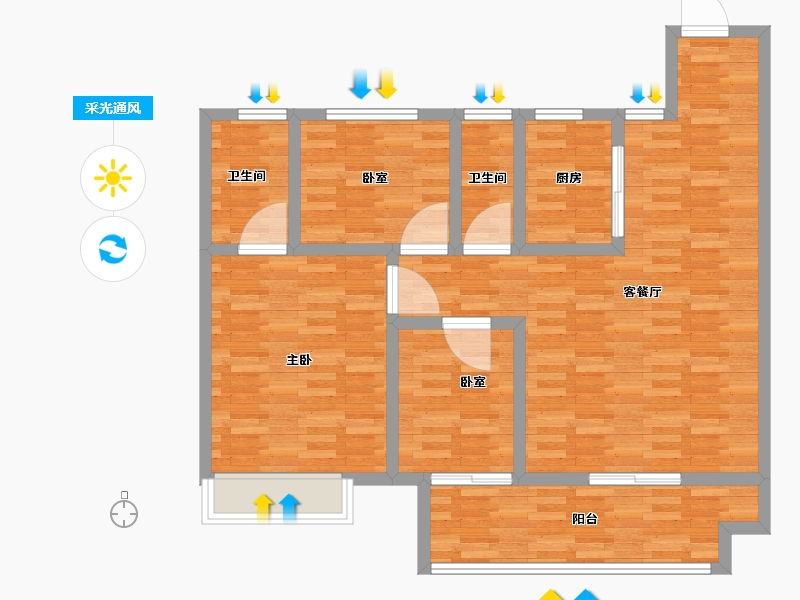 河南省-鹤壁市-建业·泰和府-97.60-户型库-采光通风