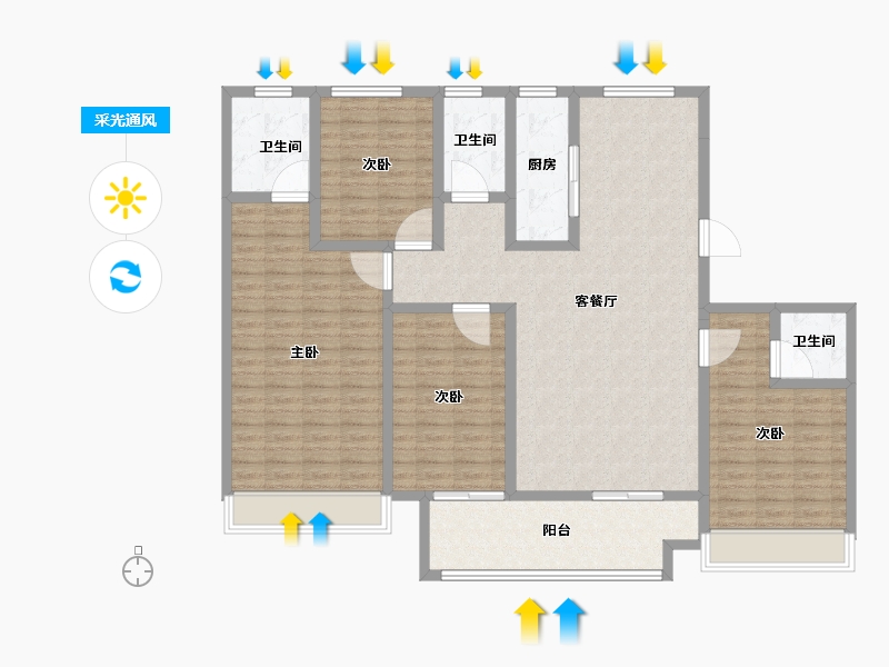 河南省-鹤壁市-建业龙门·柒号院-144.00-户型库-采光通风