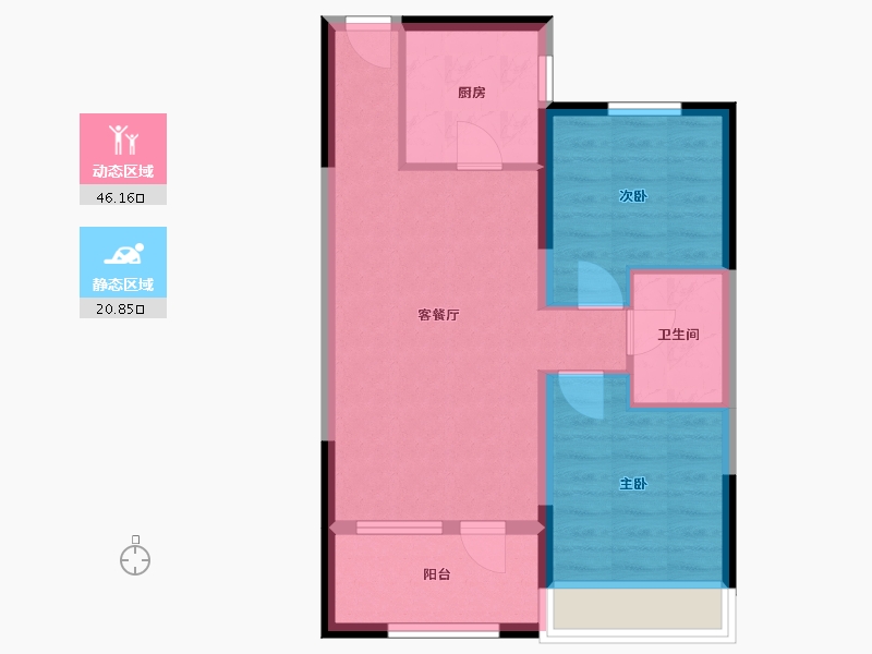 辽宁省-沈阳市-金沙巴黎花园-84.43-户型库-动静分区