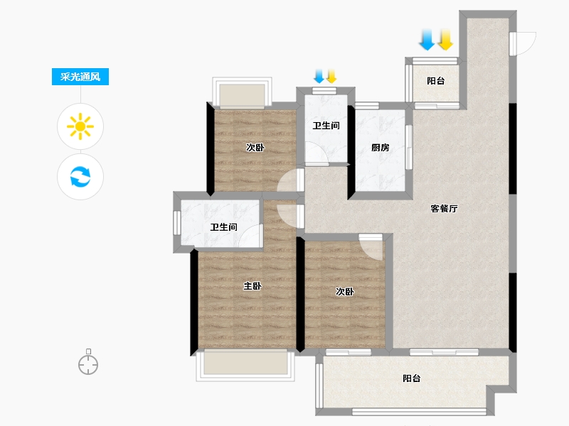 湖北省-黄冈市-和·悦府-95.93-户型库-采光通风