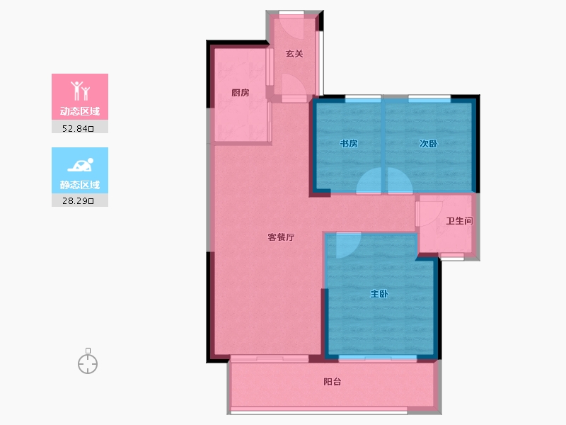 江苏省-淮安市-中天清江诚品-72.76-户型库-动静分区