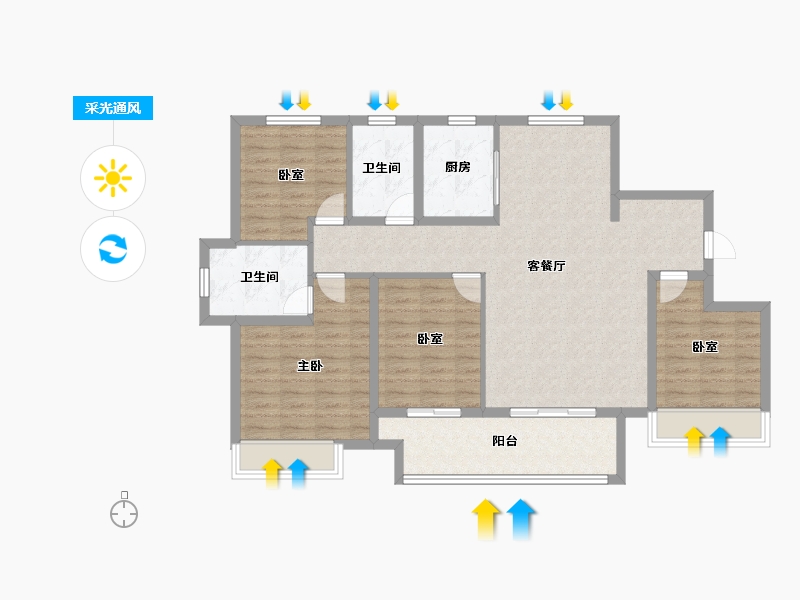 河南省-安阳市-万达广场天和-111.20-户型库-采光通风