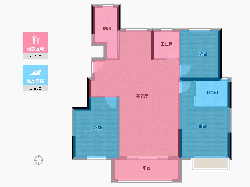 陕西省-渭南市-鑫苑·樾风华-94.14-户型库-动静分区