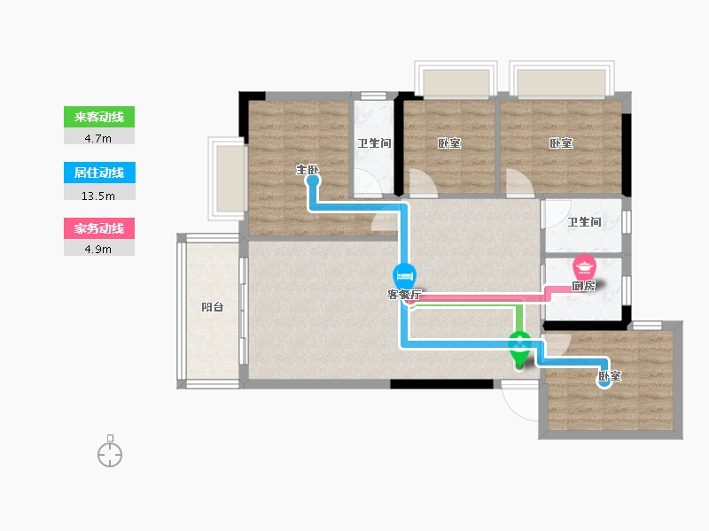 广东省-梅州市-东润华庭-88.43-户型库-动静线