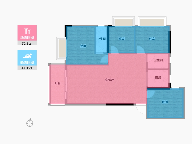 广东省-梅州市-东润华庭-88.43-户型库-动静分区