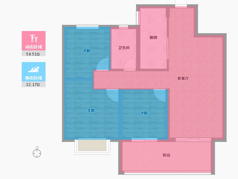 江苏省-淮安市-建华观园6期-82.57-户型库-动静分区