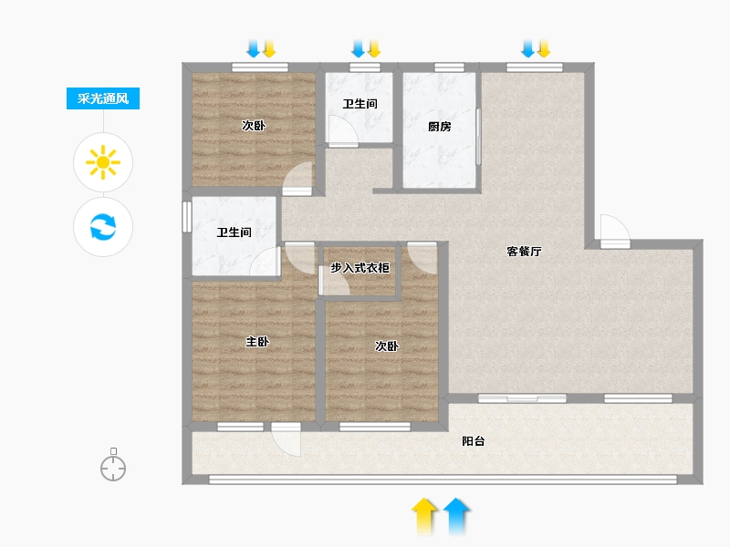 山东省-威海市-正弘山语小区-118.00-户型库-采光通风