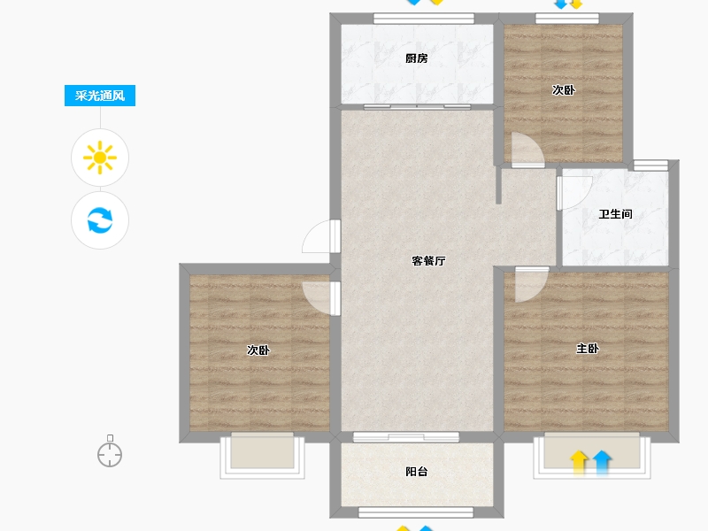 河北省-衡水市-天正君悦府-85.56-户型库-采光通风